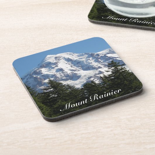 Sneeuw bedekt Mount Rainier landschap Bier Onderzetter (Linkerzijde)
