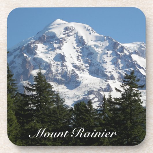 Sneeuw bedekt Mount Rainier landschap Bier Onderzetter (Voorkant)
