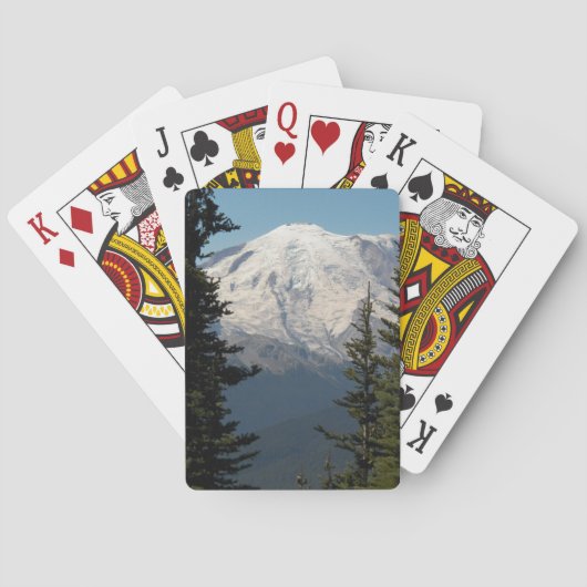 Sneeuw bedekt Mount Rainier landschap Pokerkaarten (Achterkant)
