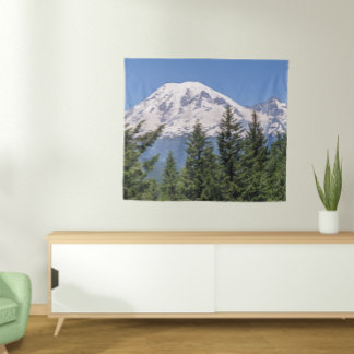 Sneeuw bedekt Mount Rainier landschap Wandkleed