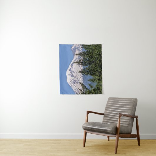 Sneeuw bedekt Mount Rainier landschap Wandkleed (In situ)