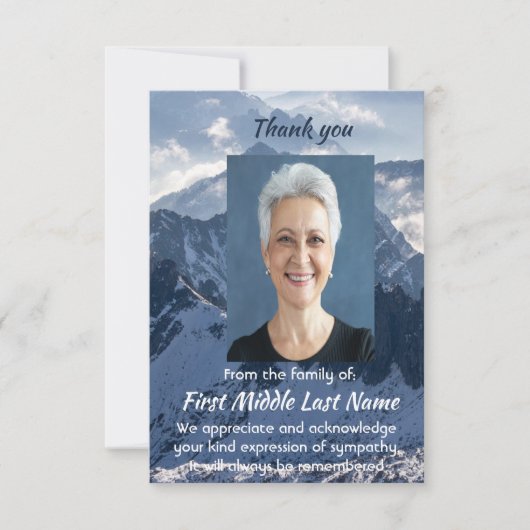 Sneeuw bedekte berg memorial aangepaste dank u bedankkaart (Voorkant)