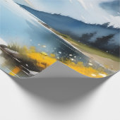 Sneeuw bedekte bergen en een meer cadeaupapier (Hoek)