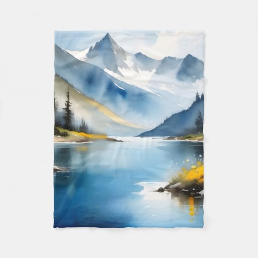 Sneeuw bedekte bergen en een meer fleece deken (Voorkant)