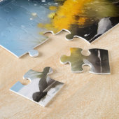 Sneeuw bedekte bergen en een meer legpuzzel (Zijkant)