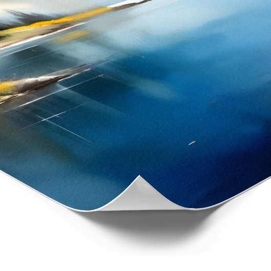 Sneeuw bedekte bergen en een meer poster (Hoek)