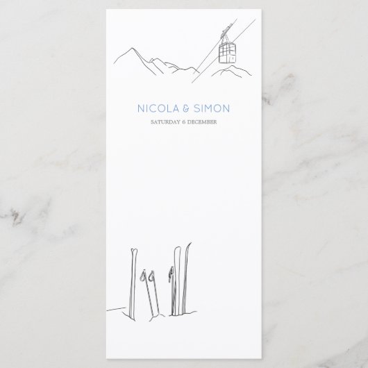 Sneeuw Bedekte Bergtoppen Skis Zachte Sneeuwvlokke Menu (Voorkant)