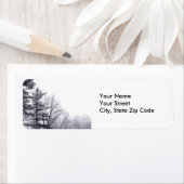 Sneeuw bedekte bomen: horizontaal adreslabel etiket (Insitu)