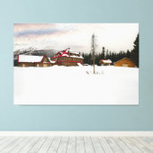 Sneeuw bedekte Bow Lake Lodge Canvas Afdruk (Insitu (Houten vloer))