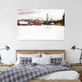 Sneeuw bedekte Bow Lake Lodge Canvas Afdruk (Insitu (Slaapkamer))