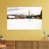 Sneeuw bedekte Bow Lake Lodge Canvas Afdruk (Insitu (Woonkamer))