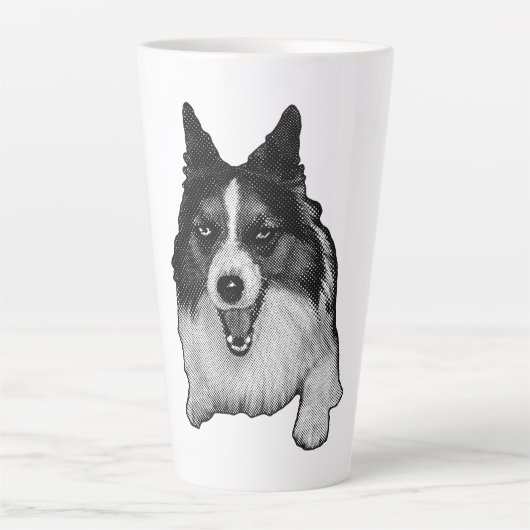 Sneeuw-bedekte Corgi Hallo Latte Mok (Voorkant)