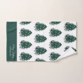 Sneeuw bedekte dennenbomen Kerstmis Familie Monogr Bad Handdoek (Handdoek)