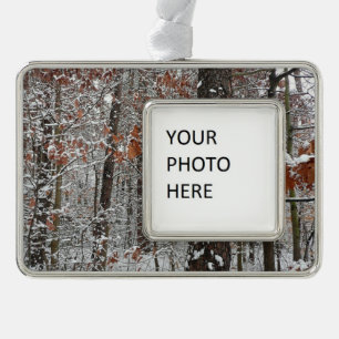 Sneeuw bedekte eikenbomen Winter natuur fotografie Verzilverd Omlijst Ornament