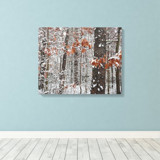 sneeuw bedekte eikenbomen WinterNatuur fotografie Canvas Afdruk (Insitu (Houten vloer))