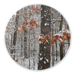 sneeuw bedekte eikenbomen WinterNatuur fotografie Keramische Knop