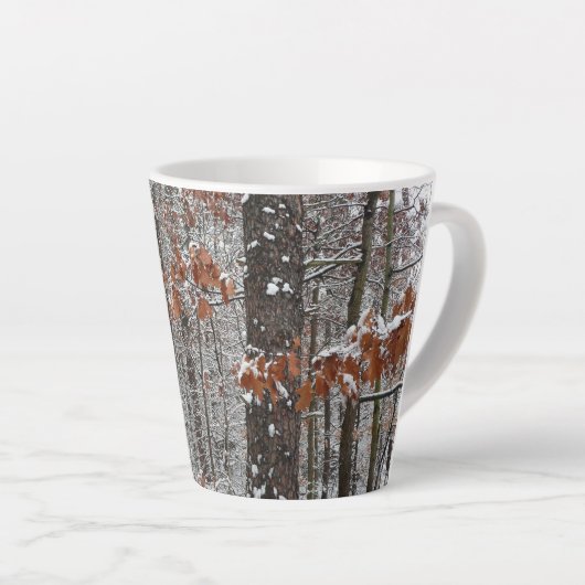 sneeuw bedekte eikenbomen WinterNatuur fotografie Latte Mok (Rechterhoek)