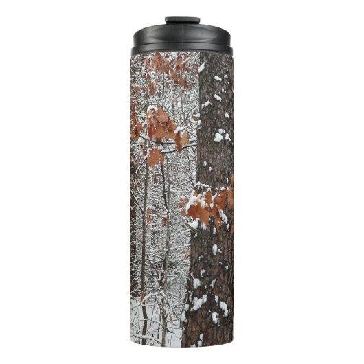 sneeuw bedekte eikenbomen WinterNatuur fotografie Thermosbeker (Voorkant)