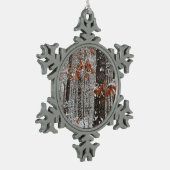 sneeuw bedekte eikenbomen WinterNatuur fotografie Tin Sneeuwvlok Ornament (Links)