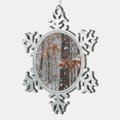 sneeuw bedekte eikenbomen WinterNatuur fotografie Tin Sneeuwvlok Ornament (Rechts)