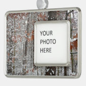 sneeuw bedekte eikenbomen WinterNatuur fotografie Verzilverd Omlijst Ornament (Links)