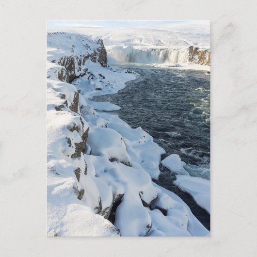Sneeuw bedekte Godafoss-waterval Briefkaart (Voorkant)