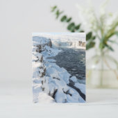 Sneeuw bedekte Godafoss-waterval Briefkaart (Staand voorkant)