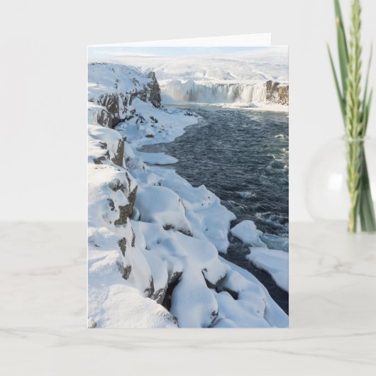 Sneeuw bedekte Godafoss-waterval Kaart (Voorkant)