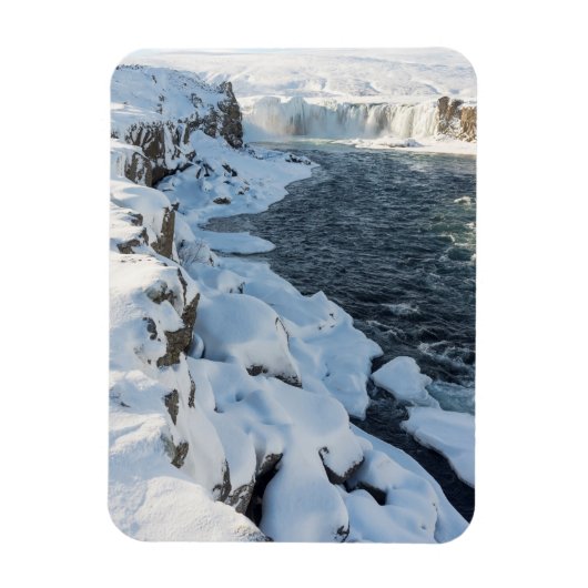 Sneeuw bedekte Godafoss-waterval Magneet (Verticaal)