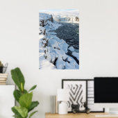 Sneeuw bedekte Godafoss-waterval Poster (Thuiskantoor)