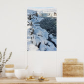 Sneeuw bedekte Godafoss-waterval Poster (Keuken)