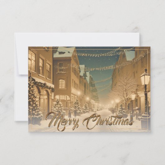 Sneeuw-bedekte Kerstmisstraten in een Binnenstad (Voorkant)