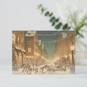 Sneeuw-bedekte Kerstmisstraten in een Binnenstad (Staand voorkant)