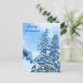 Sneeuw Bedekte Pijnbomen Hanukkah Vakantie Kaart (Staand voorkant)