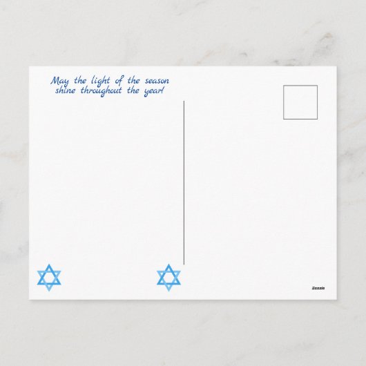 Sneeuw Bedekte Pijnbomen Hanukkah Vakantie Kaart (Achterkant)