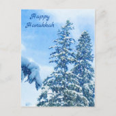 Sneeuw Bedekte Pijnbomen Hanukkah Vakantie Kaart (Voorkant)