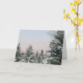 Sneeuw bedekte pijnbomen maan ondergang kaart (Gele Bloem)