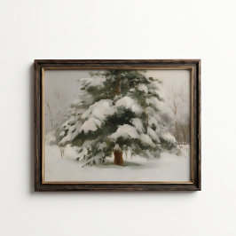 Sneeuw bedekte pijnboom winterposter poster