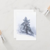 Sneeuw-bedekte Pine Tree Winter Fotokaart Kaart (Voorkant / Achterkant in situ)