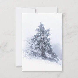 Sneeuw-bedekte Pine Tree Winter Fotokaart Kaart