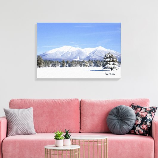 Sneeuw bedekte Prairie en San Francisco Peaks Canvas Afdruk (Insitu (Woonkamer))