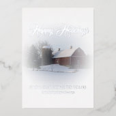 Sneeuw bedekte rode schuur vrolijke feestdagen (Voorkant)