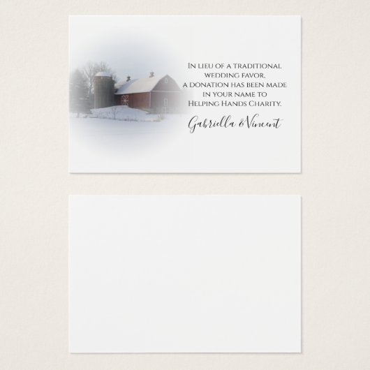 Sneeuw Bedekte Schuur Winter Bruiloft Liefdadighei Visitekaartjes (Voorkant /achterkant)