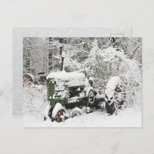 Sneeuw bedekte Tractor Feestdagenkaart (Voorkant / Achterkant)