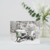 Sneeuw bedekte Tractor Feestdagenkaart (Staand voorkant)