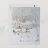 Sneeuw-bedekte Waterverf Landschap van New York Briefkaart (Voorkant / Achterkant)