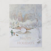 Sneeuw-bedekte Waterverf Landschap van New York Briefkaart (Voorkant)