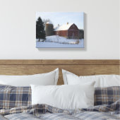 Sneeuw bedekte winter schuur en silo canvas afdruk (Insitu (Slaapkamer))