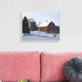 Sneeuw bedekte winter schuur en silo canvas afdruk (Insitu (Woonkamer))