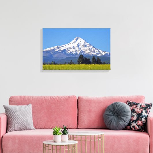Sneeuw begrensd Mt Hood in Oregon, Verenigde State Canvas Afdruk (Insitu (Woonkamer))